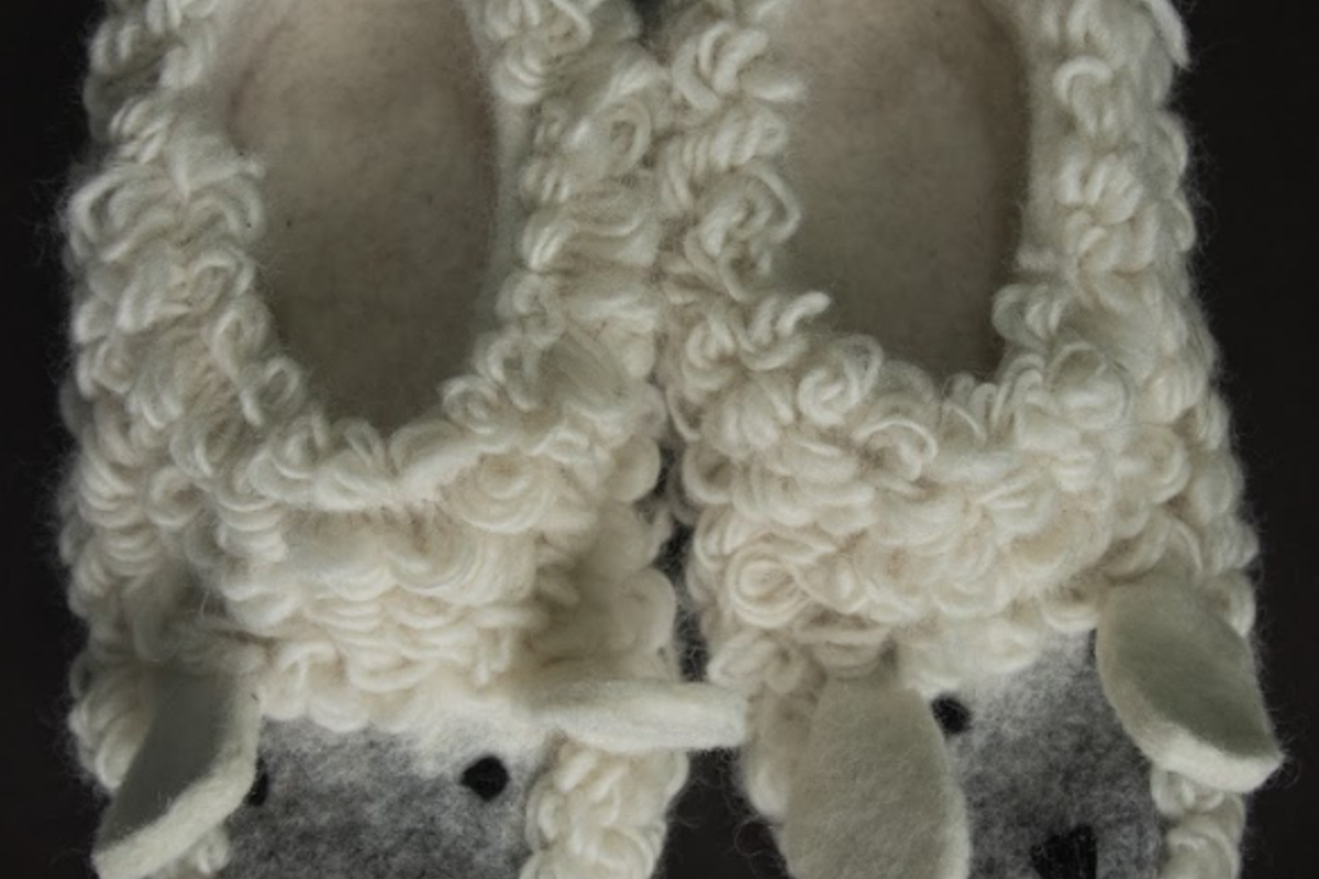 sheep design shoe Felt Products from Nepal